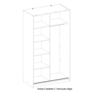 Armario 2p corredera  con espejo Inova 120cm