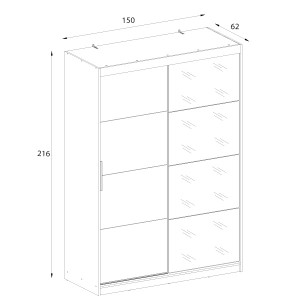 Armario 2 puertas correderas con espejo Inova 150 cm
