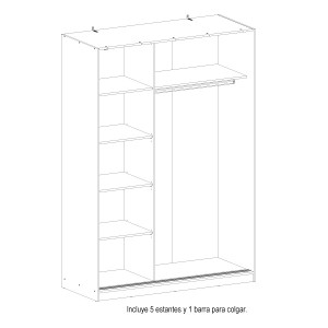 Armario 2 puertas correderas con espejo Inova 150 cm