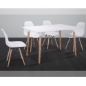 Conjunto mesa rect y 4 sillas Dinamarca blanco