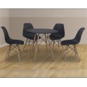 Conjunto mesa redonda y 4 sillas Dinamarca negro